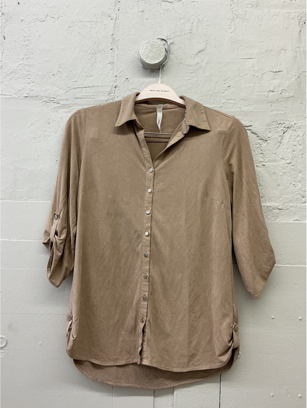 Faux Suede Button Up